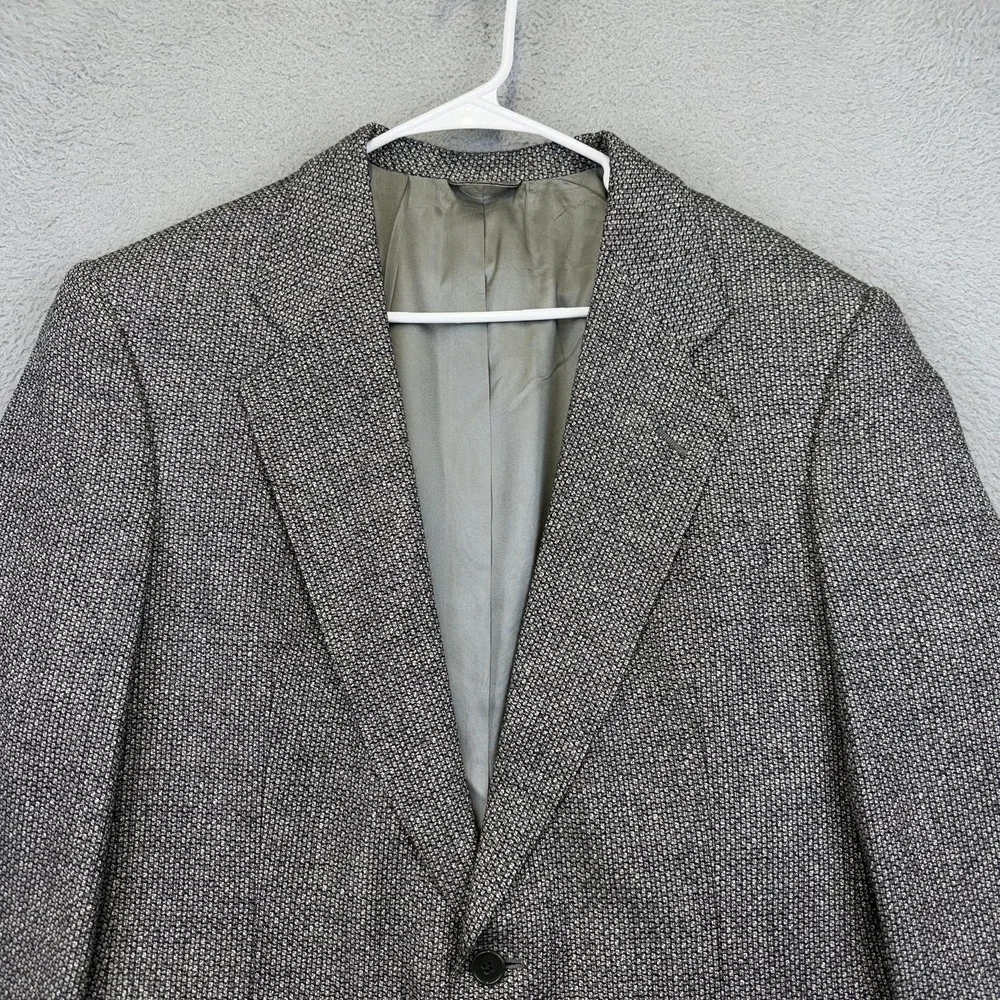 Vintage Christian Dior Sport Coat Blazer Mens 42R Gray Wool Silk Tweed Check‎